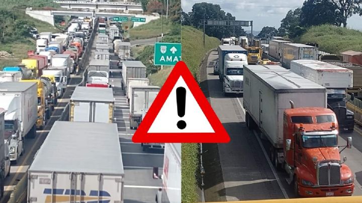 Colapsa autopista de Veracruz por obras; reportan 7 kilómetros de vehículos