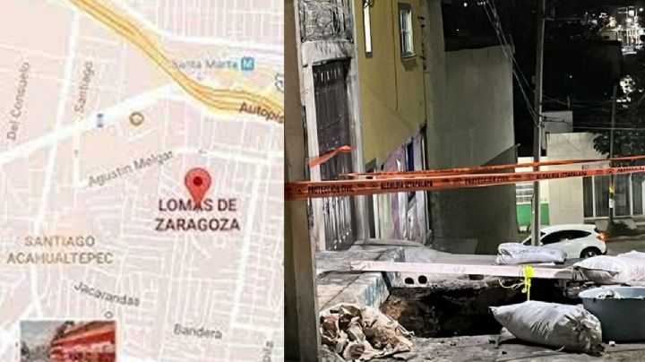 Enorme socavón sorprende a vecinos de Lomas de Zaragoza en Iztapalapa