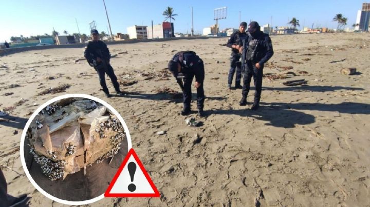 Así llegaron paquetes con droga a orilla de la playa en Coatzacoalcos, Veracruz
