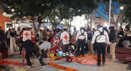 Confirman 13 lesionados por caída de gradas en el centro de Oaxaca