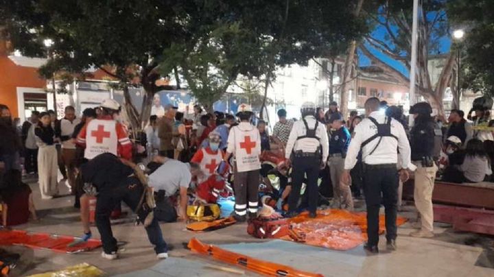 Confirman 13 lesionados por caída de gradas en el centro de Oaxaca