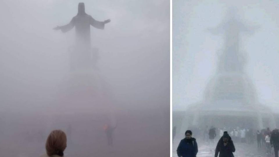 Así estuvo ayer por la mañana la cumbre del Cerro del Cubilete.