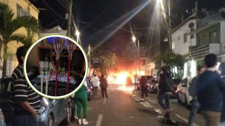 Por explosión de cohetes, se incendian dos autos en Veracruz