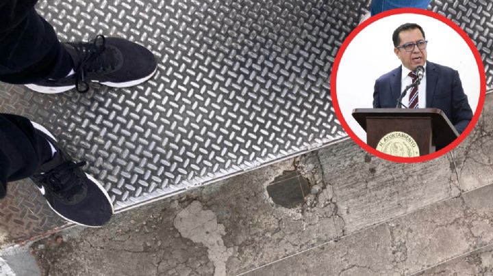 Denuncia regidor otro puente peatonal dañado en Pachuca; exige cancelar contrato a Publirex