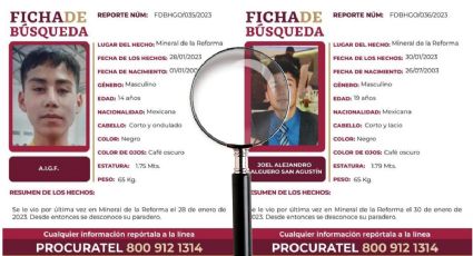 Buscan a un menor de edad y un joven desaparecidos en Mineral de la Reforma