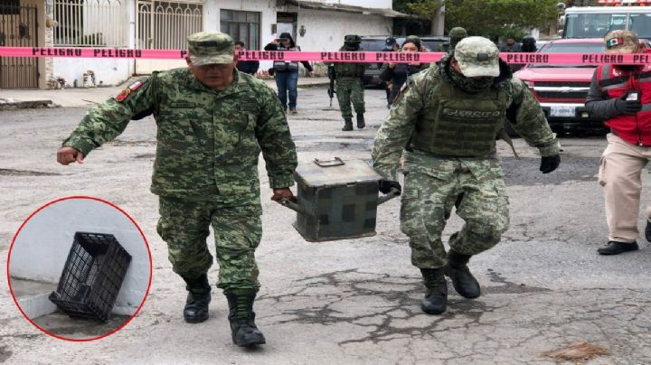 Hallan bomba casera dentro de botes de basura en Tamaulipas