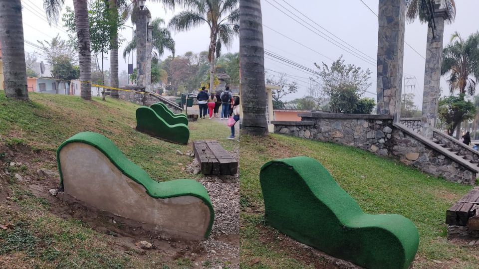 Se hacen virales asientos en Alameda de Orizaba debido a su similitud con un mueble conocido como “El Potro del Amor”.
