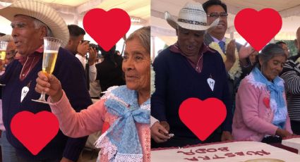 Luego de 61 años juntos, Micaela y Pedro se dan el "sí" en boda comunitaria este 14 de febrero