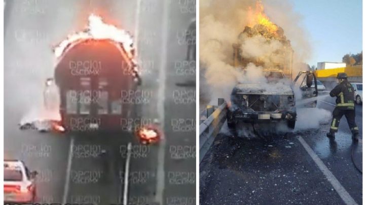 VIDEO: Caos en la autopista  México-Puebla por camión de carga que se incendió