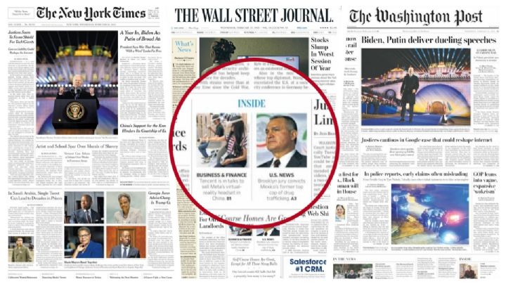 Genaro García Luna: apenas mencionado en portadas del New York Times, Wall Street Journal…