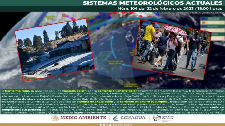 Clima para este jueves 23 de febrero; se espera nieve y fuertes vientos