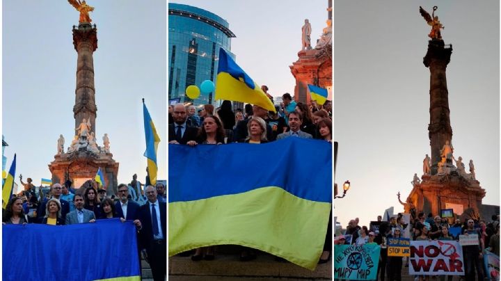 Manifestación en el Ángel de la Independencia en apoyo a Ucrania