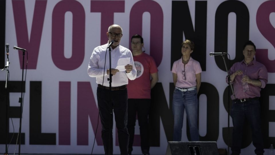 El ministro en retiro fue uno de los oradores en la concentración “Mi voto no se toca”, que se llevó a cabo en el zócalo de la Ciudad de México este domingo
