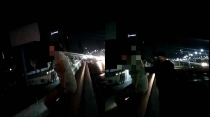 VIDEO: Policías de Nuevo León evitan que joven se lance al vacío