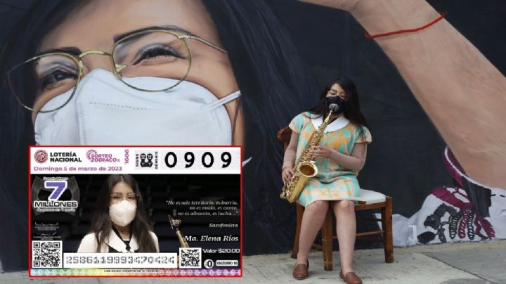 María Elena Ríos, la saxofonista aparece en billete de lotería; visibiliza lucha de las mujeres