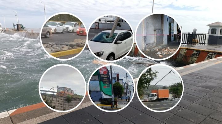 Frente Frío 28: autos dañados, calles cerradas, ventanales rotos en Veracruz