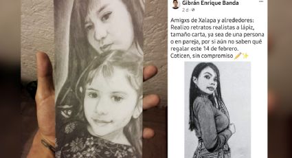 Gibrán, joven xalapeño que promueve retratos a lápiz en redes sociales