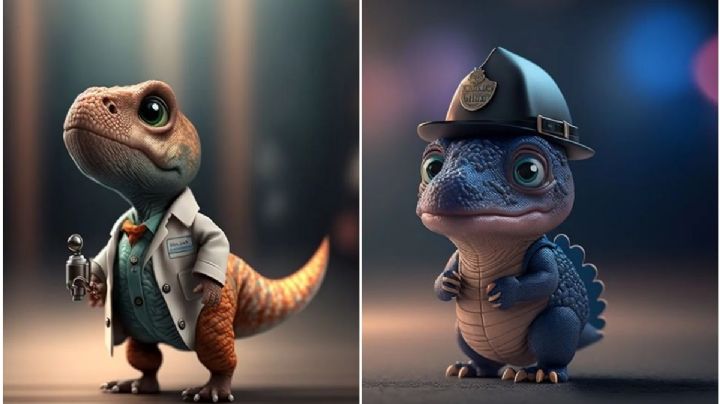 Dinosaurios con profesiones, así surgió la nueva tendencia en las redes sociales
