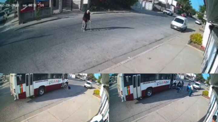 VIDEO: Abuelito es atropellado por camión de pasajeros en Sinaloa; se salvó de milagro