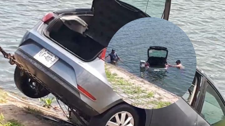 Auto cae a río Jamapa, conductor sale ileso