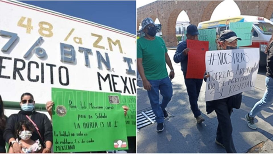 En Tamaulipas la marcha fue afuera del Cuartel del 77 Batallón de Infantería, en Ciudad Victoria