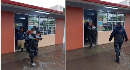 Lluvia en Pachuca: niños quedan atrapados en su salón, bomberos los rescatan