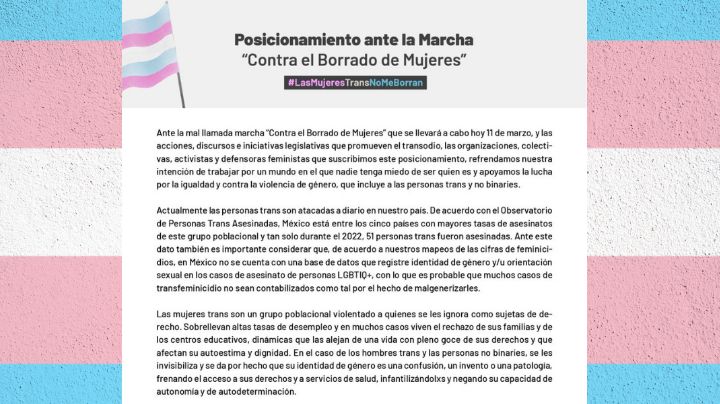 Colectivas y activistas se pronuncian contra acciones y discursos de transfobia