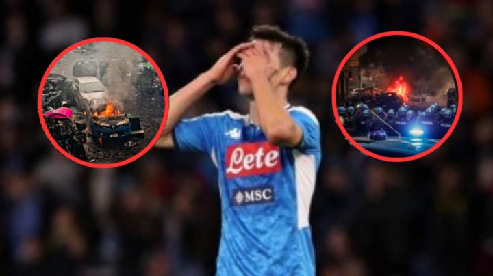 Caos en Nápoles, hinchas se enfrentan y destruyen todo previo al Napoli vs Frankfurt en Champions