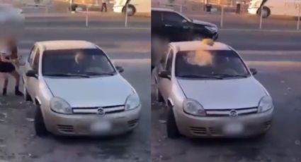 Alumnas de prepa apedrean auto de degenerado que se tocaba mientras las veía | VIDEO