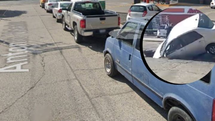 Así se veía la grieta hace un año en Google Maps; hoy se tragó un auto