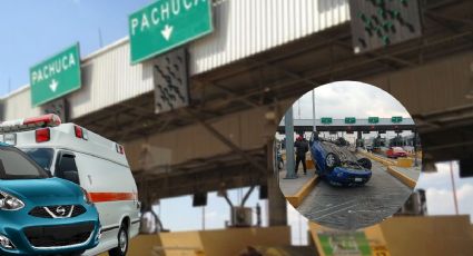 Tiene la México-Pachuca un accidentado puente; hoy un March volcó en las casetas