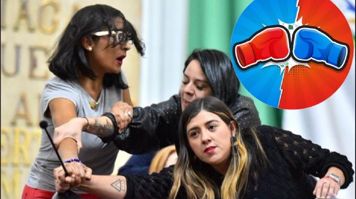 Así peleó diputada 4T pelea a golpes micrófono contra panistas en Congreso CDMX