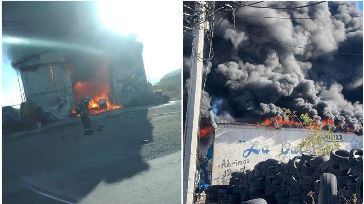 Incendio “devora” vulcanizadora y genera fuerte humareda negra | VIDEO