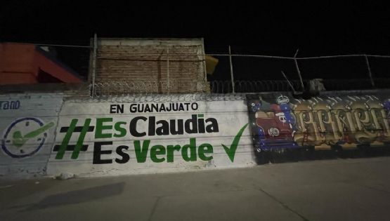 Tapizan Guanajuato con bardas "Es Claudia, es Verde" de Sheinbaum