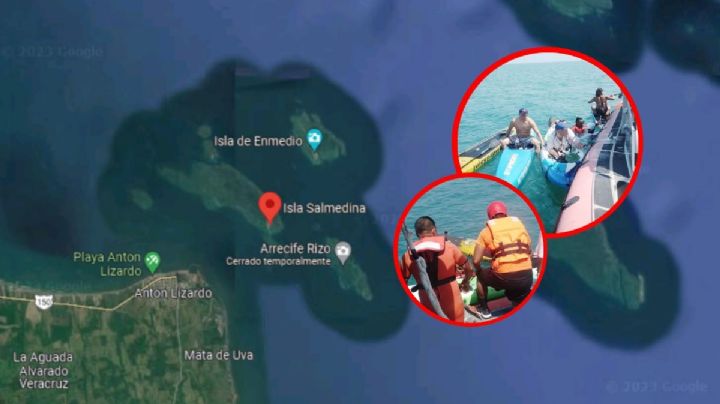 Tras hundirse kayak, quedan a la deriva frente a Isla Salmedina en Veracruz