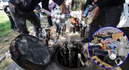 Tiran al drenaje casi 2,000 bebidas alcohólicas decomisadas