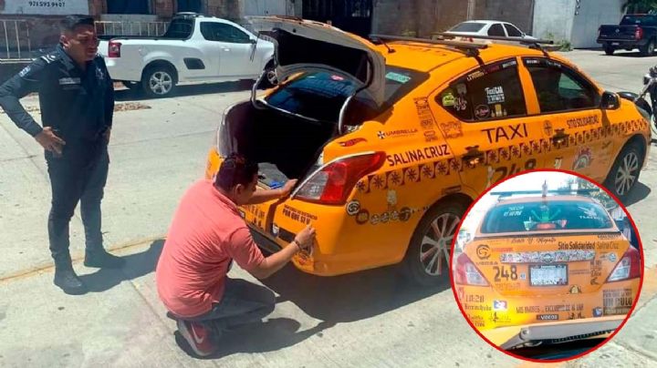 Taxista de Oaxaca es obligado a quitar calcomanías que promovía violencia contra las mujeres