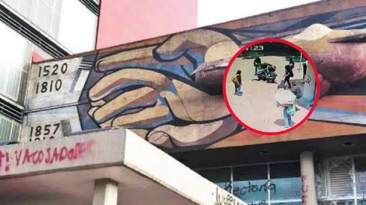 VIDEO | Vandalizan mural de Siqueiros de Rectoría de la UNAM como en 1999