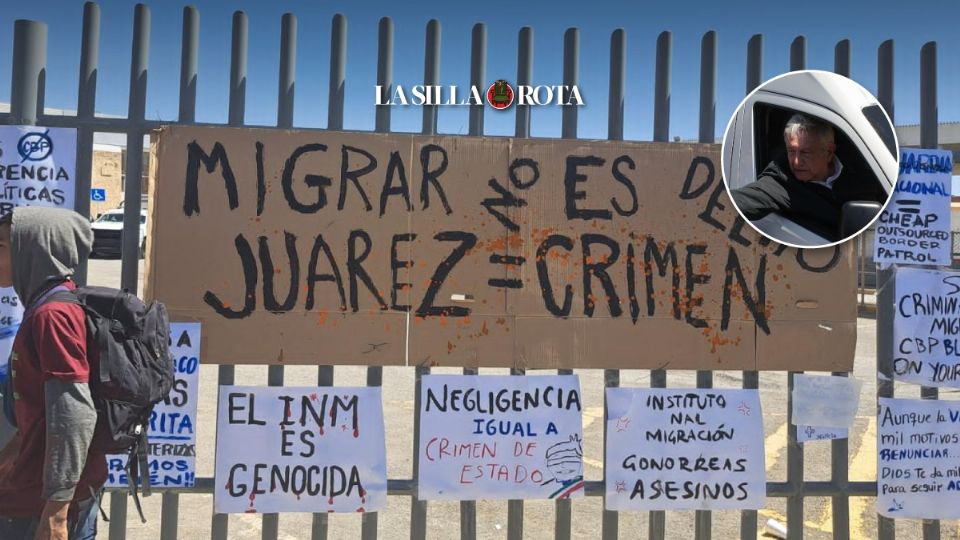 Acudió a una visita en Ciudad Juárez... pero no se detuvo a hablar con los migrantes que exigían ser escuchados