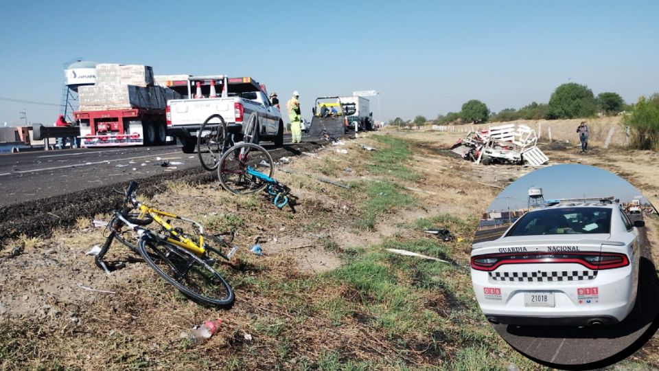 Al ser impacta la camioneta se fue contra los peregrinos que se transportaban en su bicicleta.