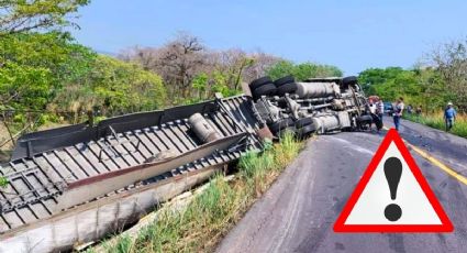 Fuerte accidente de tráiler en Palma Sola, Veracruz deja 7 heridos