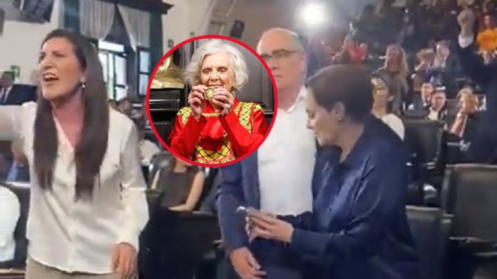 Abuchean a senadora por defender militarización en entrega de medalla a Poniatowska