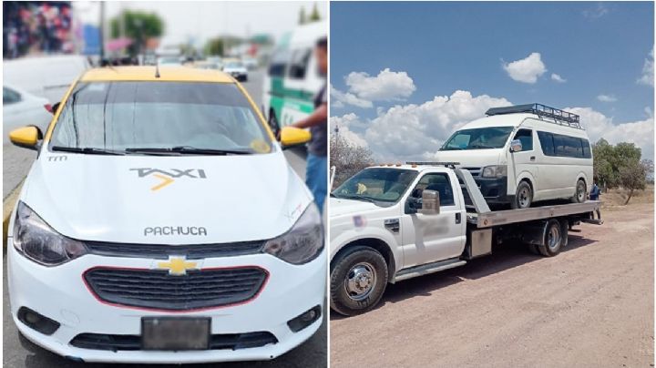 Detectan COMBIS y taxis “PIRATAS” en Pachuca, los incautan