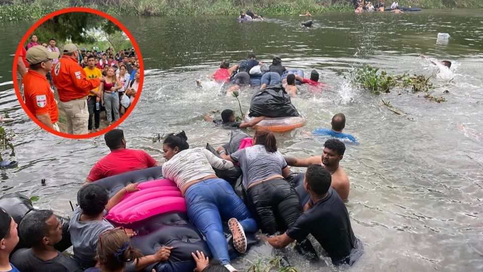 Los migrantes usaron hasta seis camas inflables para cruzar el río Bravo