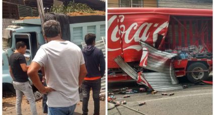 Se quedan sin Coca Cola de vidrio en Huixquilucan; camión se queda sin frenos y choca