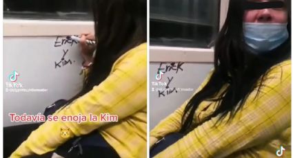 VIDEO TIKTOK: Captan a "Lady rayones" pintando el vagón del Metro; se enoja porque la denuncian