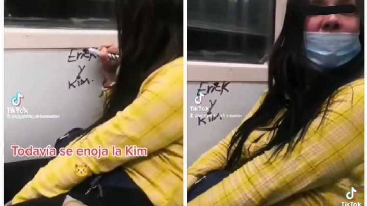 VIDEO TIKTOK: Captan a "Lady rayones" pintando el vagón del Metro; se enoja porque la denuncian