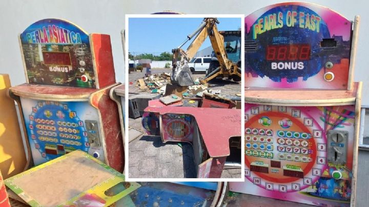 ¡Bingo! Destruyen maquinitas casinos decomisadas en Veracruz
