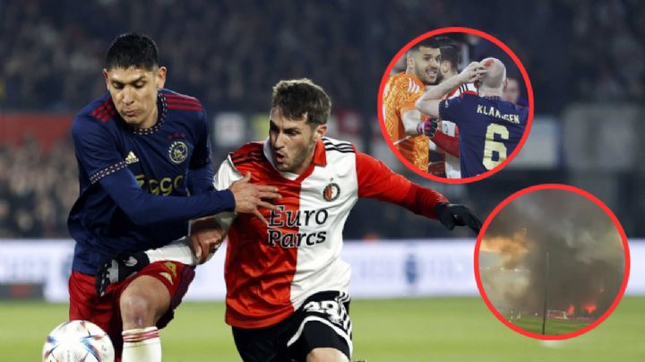 Santi Giménez anota pero el Feyenoord pierde ante el Ajax; el partido fue suspendido dos veces
