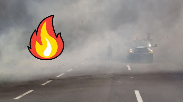 Por incendio de pastizal, cierran carretera Las Matas al sur de Veracruz